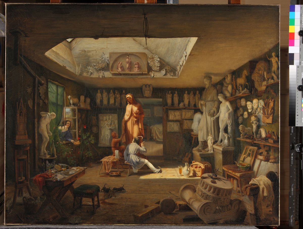 <p><span class="TextRun SCXW59074866 BCX8" lang="DE-DE" xml:lang="DE-DE" data-contrast="none"><span class="NormalTextRun SCXW59074866 BCX8">Die Werkstatt des Bildhauers Johann Baptist Scholl D.&Auml;. (1784-1845),</span></span><span class="TextRun SCXW59074866 BCX8" lang="DE-DE" xml:lang="DE-DE" data-contrast="none"><span class="NormalTextRun SCXW59074866 BCX8"> Karl Engel, genannt von der Rabenau (1817-1870),</span> <span class="NormalTextRun SCXW59074866 BCX8">&Ouml;l/Leinwand.</span></span></p>